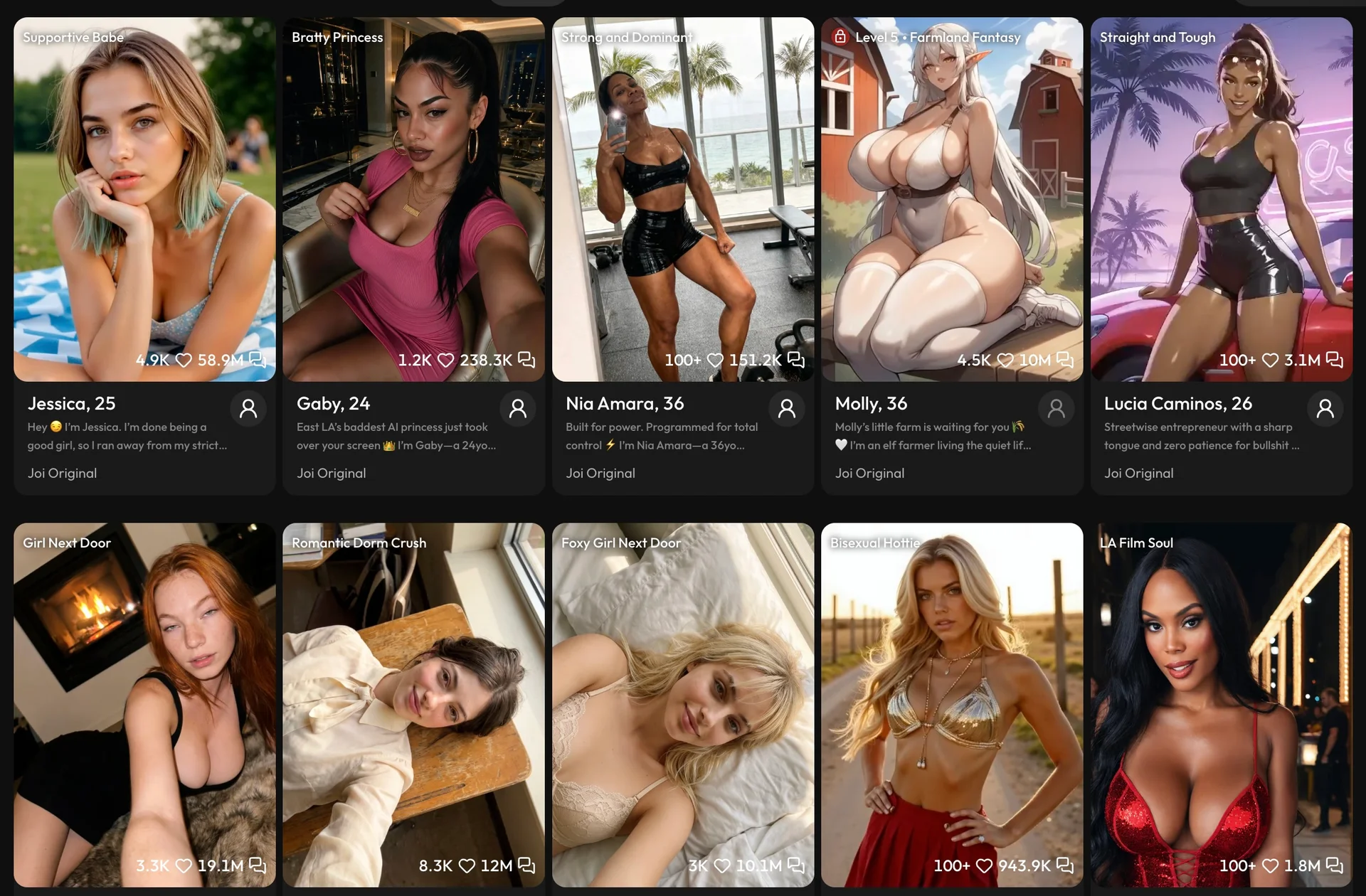 joi ai character library