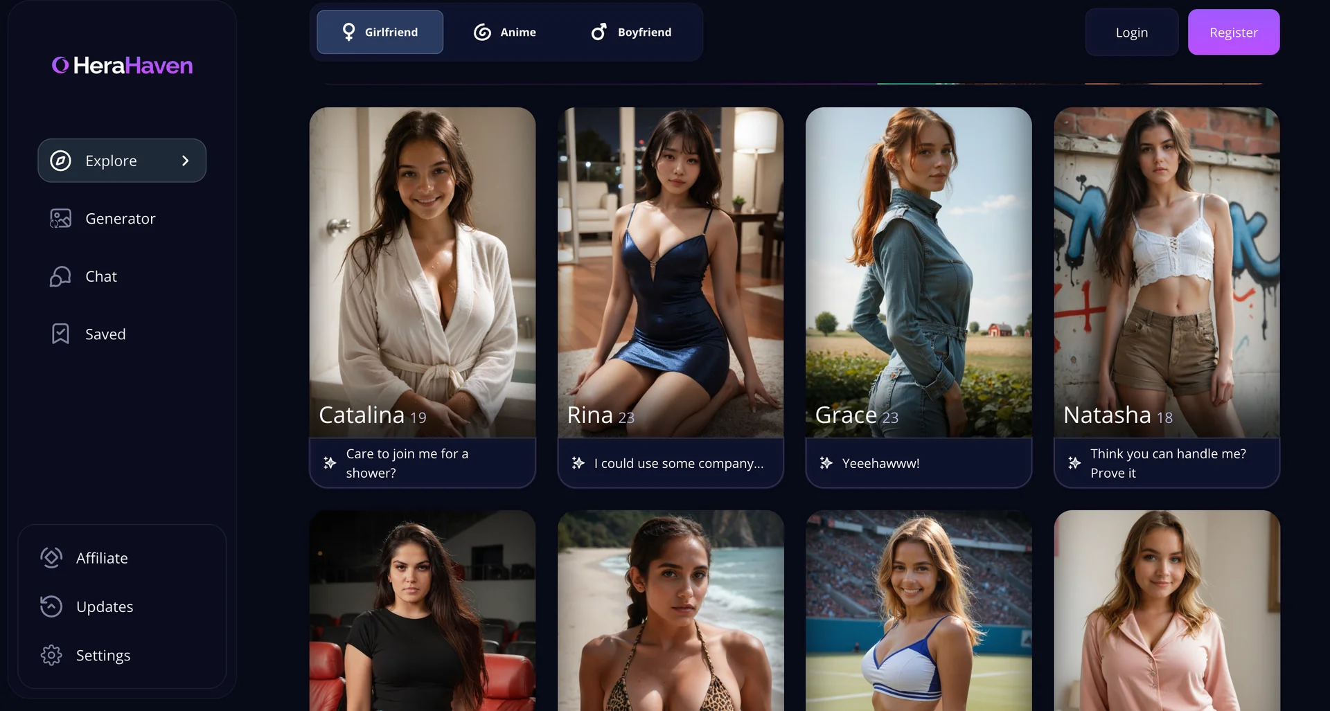 Herahaven AI β home page landing view